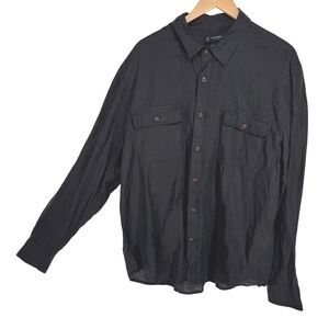 Lucky Brand Mens Linen Long Sleeve Classic Fit Button Down Shirt XL Pockets